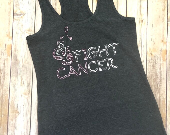Breast Cancer Awareness - I Can Fight Cancer Rhinestone Shirt