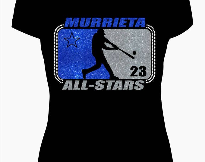 All-Stars Batter Custom Glitter and Rhinestone Shirt