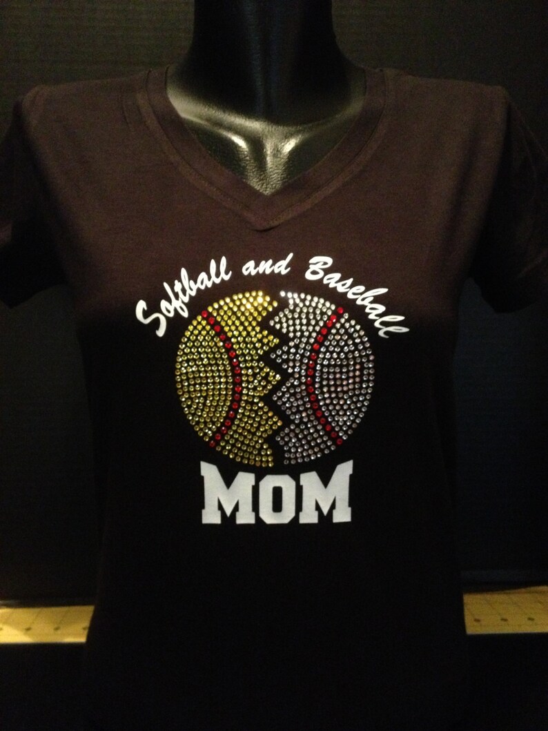 Softball and Baseball Mom Rhinestone Shirt image 1