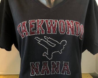 Taekwondo Nana with Kicker T-Shirt  --Customize Bling Color