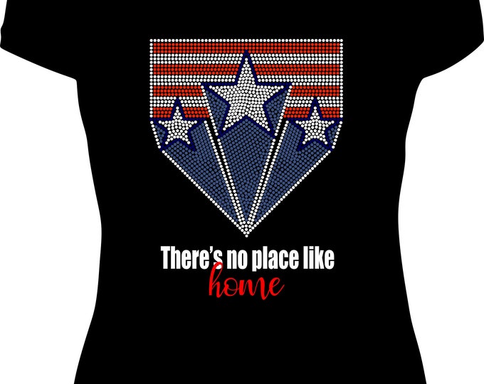Patriotic Home Plate Bling Tee / There's No Place Like Home