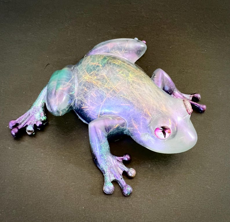 Handmade Aura Glow Resin Frog Art Figurine • Home & Garden Decor for ...