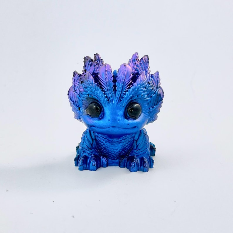 Handmade Baby Sitting Dragon Resin Figurine Metallic Blue purple handmade-baby-sitting-dragon-resin-figurine-metallic-blue-purple