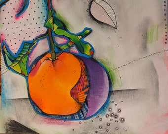 Stylized Still Life | Orange | Original Drawing (not a print)