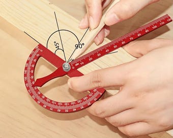 Aluminum Alloy Protractor Angle Ruler, Woodworking Measuring Tool, Carpenter Layout Gauge