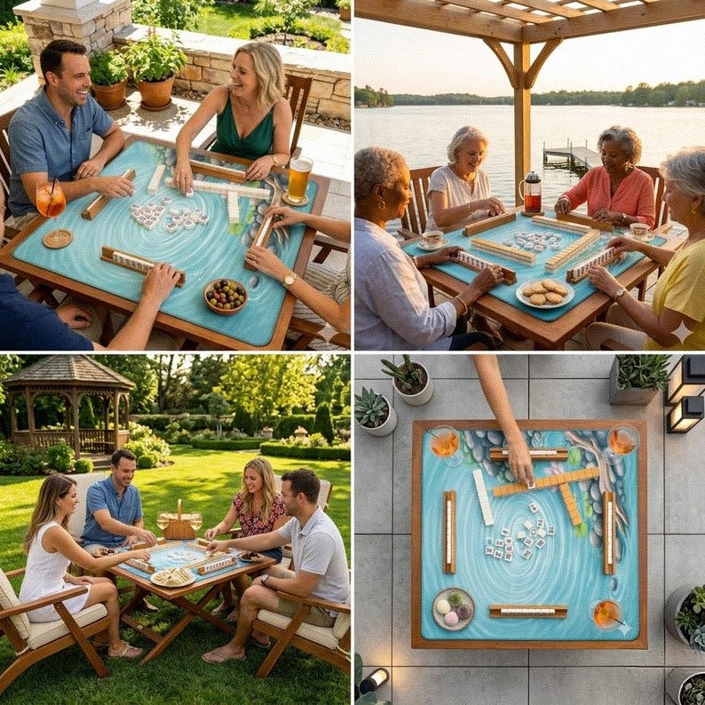 Lotus Mahjongmatta med bärväska, kinesisk zen-dammlekmatta, lugn lotusblommabordsmatta, lugn spelmatta för mahjongälskare - presenter bild 9