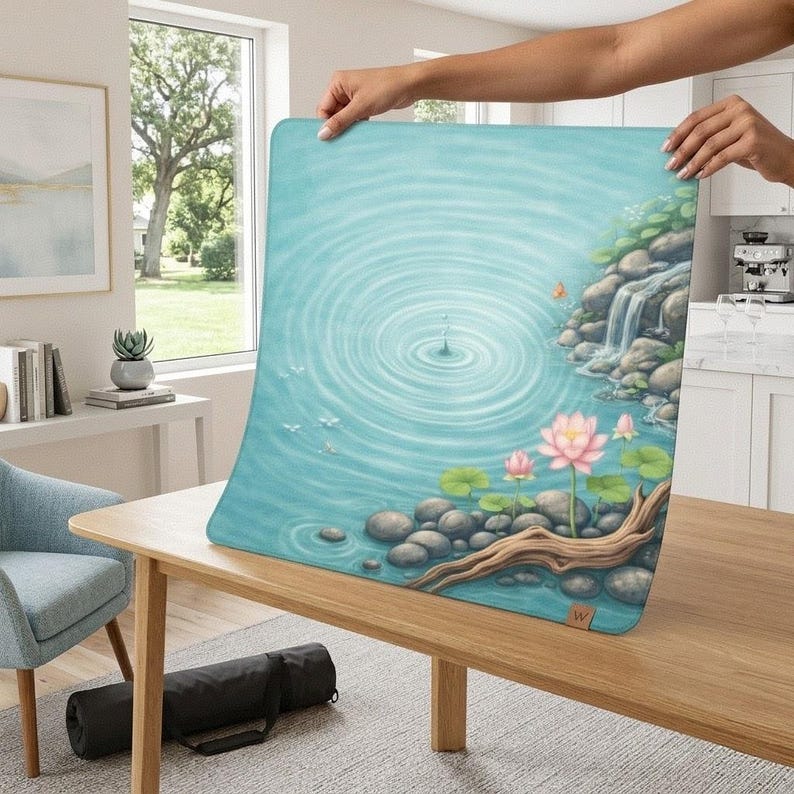 Lotus Mahjongmatta med bärväska, kinesisk zen-dammlekmatta, lugn lotusblommabordsmatta, lugn spelmatta för mahjongälskare - presenter bild 4