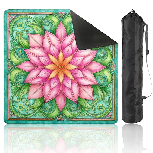 Floral Mahjong Mat for Table, Anti-Slip Game Mat with Carrying Bag, Portable Mahjong Table Mat, Handmade Mahjong Lover Gift