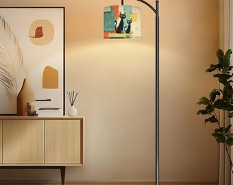Mid Century Modern Arc Floor Lamp, LED Standing Lamp with Remote, Dimmable Adjustable Reading Floor Lamp, Ambient Lighting for Living Room
