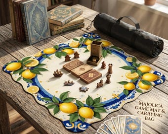 Gul citron mahjongmatta, 89 cm halkfri bordsduk, spelkvällsdekor, present till mahjongälskare