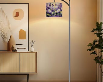 Vintage Black Arc Floor Lamp, Dimmable LED, Remote Control