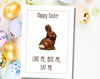 Grappige paaskaart chocolade konijn – Humorwenskaart