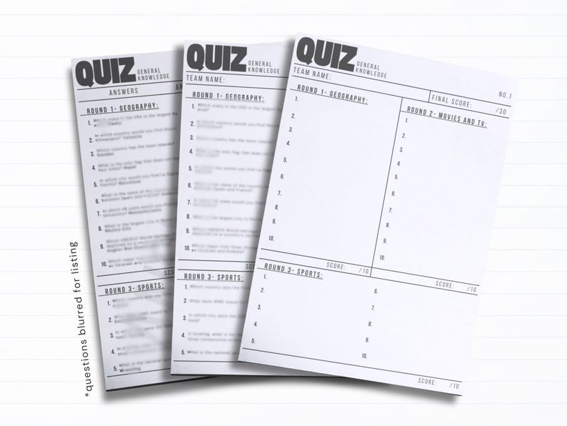 General Knowledge Quiz - Printable PDF - With Answers - 30 Questions