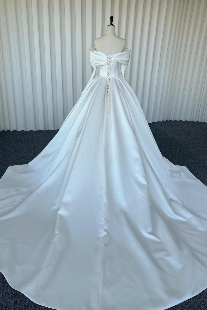 Off Shoulder Satin Wedding Dress Bridal Gown 2705 - Etsy