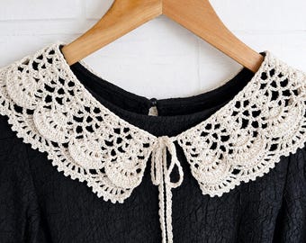 Colletto in pizzo all'uncinetto, in cotone, removibile, stile romantico e femminile