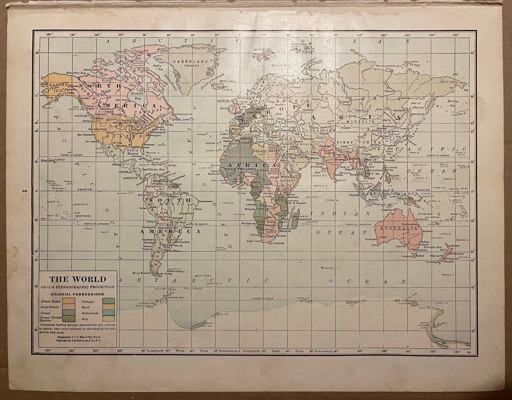 1921 World Atlas Map on One Side and Europe Map on One Side - Etsy Denmark