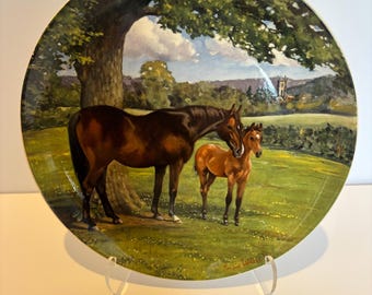 Spode Noble Horse Plates Set 1988, English Thoroughbred & Austrian Lipizzaner, Vintage Equestrian Wall Decor with Certificates