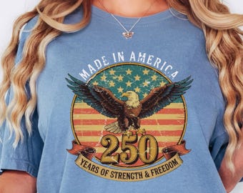 USA 250th Anniversary Floral Shirt, 1776–2026, Comfort Colors Patriotic Wildflower Tee, America 250 Years Freedom 4th of July Tee Women Boho
