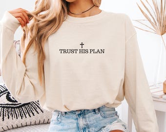 Trust His Plan Christian Comfort Colors Shirt, Minimalist Faith Tee