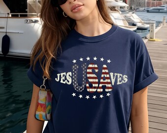 Comfort Colors® Jesus Saves Patriotic Christian T-Shirt, Faith American Tee