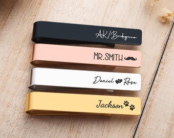Alfiler de corbata grabado, acero inoxidable personalizado, regalo de boda