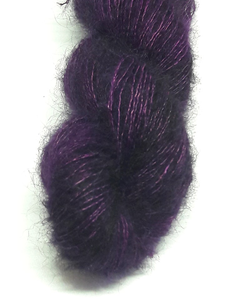 KidSilk Soft Fluffy Yarn Deep Red Violet Handpainted Kidmohair Silk Yarn Luxury Hand Dyed Kid Mohair Lace EU SELLER Hand Dyed Yarn