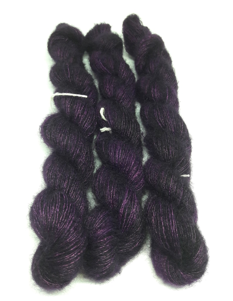 KidSilk Soft Fluffy Yarn Deep Red Violet Handpainted Kidmohair Silk Yarn Luxury Hand Dyed Kid Mohair Lace EU SELLER Hand Dyed Yarn