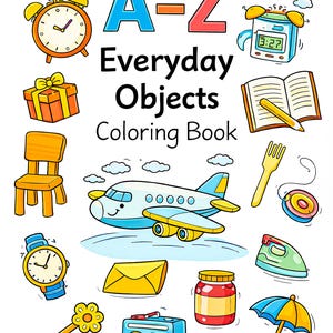 Printable A–Z Alphabet Tracing & Coloring Book with Everyday Objects for Preschoolers