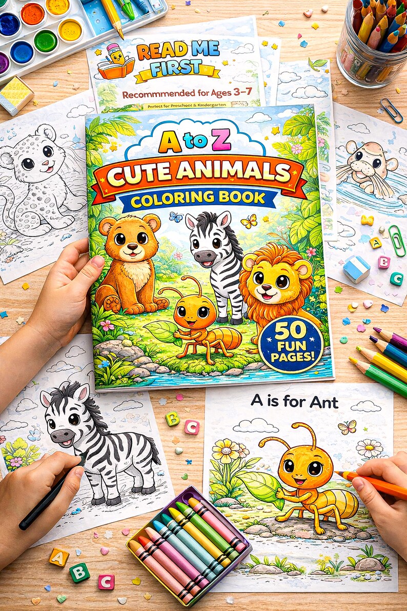 Printable Alphabet Animals Coloring Book A–Z for Preschool Learning - Etsy