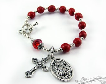 Infant Jesus of Prague rosary bracelet red rosary one decade rosaries Catholic Rosary Confirmation gifts Catholic bracelet rosary pocket