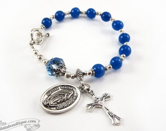 Our Lady of Guadalupe rosary bracelet one decade rosary catholic jewelry gift confirmation rosaries catholic gifts bracelet rosary blue