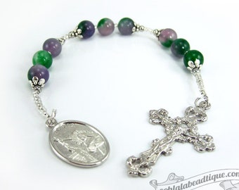 Saint Rita chaplet green rosary st rita rosaries pocket rosary confirmation gift catholic chaplet for women abuse patron saint of impossible