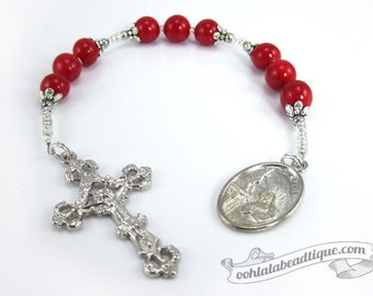 Saint Rita chaplet red rosary st rita rosaries pocket rosary confirmation gift catholic chaplet for women abuse patron saint of impossible