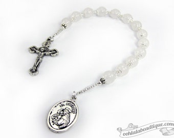 White St Anthony tenner saint anthony chaplet pocket rosary confirmation gift catholic rosaries devotional gift patron saint of lost things
