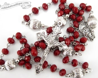 Red Rosary confirmation gift catholic rosaries girls rosary red porcelain rosaries communion rosary confirmation rosary womens rosaries