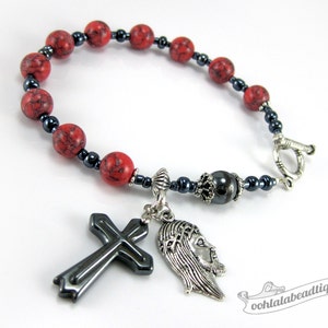 Red Howlite rosary Bracelet red rosary single decade rosary Catholic Rosary Confirmation gifts Catholic bracelet jewelry christian bracelet image 2