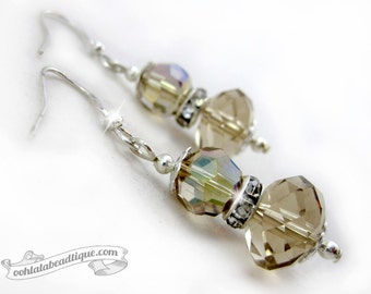 Yellow crystal dangles champagne earrings November birthstone earrings wedding jewelry Swarowski crystal earrings yellow crystal jewelry