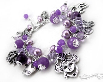 Fairy bracelet Charm bracelet amethyst jewelry crystal bracelet birthstone bracelet whimsical jewelry purple bracelet amethyst bracelet gift