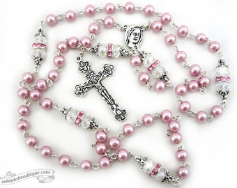 Girls confirmation rosary, baptism gift, fist communion rosary, catholic gift, girls rosary, baptism rosaries, pink rosary, ladies rosaries