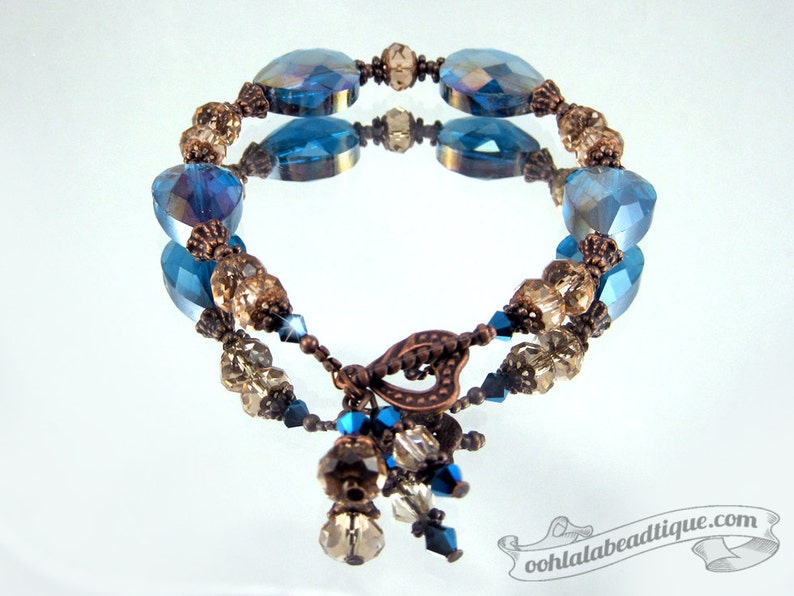 Blue Crystal Bracelet bead bracelet copper blue bracelet birthstone jewelry evening bracelet wedding gift holiday bracelet bling jewelry image 2