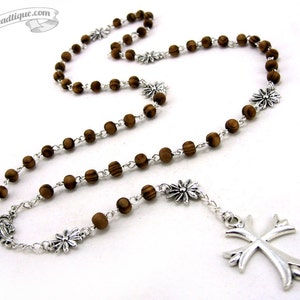 Wood rosary necklace, wooden rosaries, confirmation rosary, holy communion rosary, Our Lady of Fatima rosary, catholic gift, ladies rosary image 2