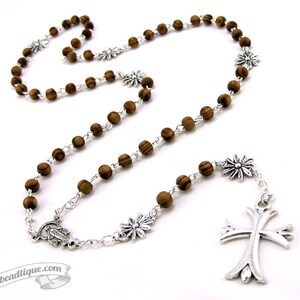 Wood rosary necklace, wooden rosaries, confirmation rosary, holy communion rosary, Our Lady of Fatima rosary, catholic gift, ladies rosary image 4