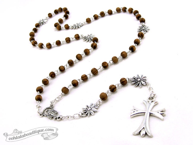 Wood rosary necklace, wooden rosaries, confirmation rosary, holy communion rosary, Our Lady of Fatima rosary, catholic gift, ladies rosary image 4