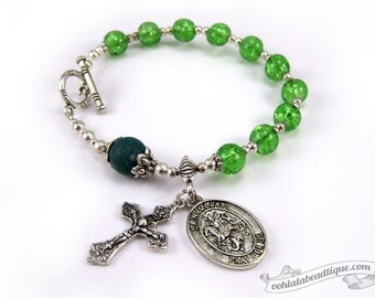 St George bracelet rosary one decade rosary Catholic Jewelry communion gift catholic rosaries confirmation rosary bracelet holy rosary green