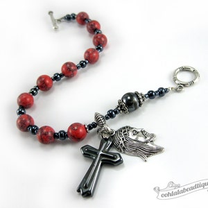 Red Howlite rosary Bracelet red rosary single decade rosary Catholic Rosary Confirmation gifts Catholic bracelet jewelry christian bracelet image 3