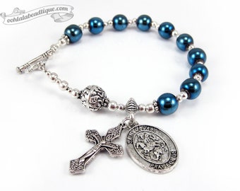 St George rosary bracelet one decade rosary Catholic Jewelry communion gift catholic rosaries confirmation rosary blue bracelet rosary holy