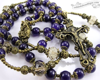 Bronze purple rosary violet rosaries confirmation rosary catholic gift communion rosary traditional rosaries christening gift bronze rosary