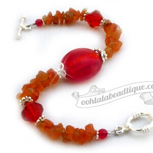 Red focal bead bracelet red Aventurine chip bracelet red orange bracelet gemstone jewelry healing bracelet murano glass bracelet calming image 4