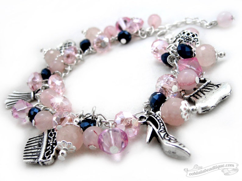 Diva Pink Charm Bracelet Crystal Jewelry Silver Charms Etsy Canada