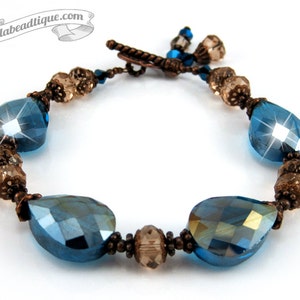 Blue Crystal Bracelet bead bracelet copper blue bracelet birthstone jewelry evening bracelet wedding gift holiday bracelet bling jewelry image 5